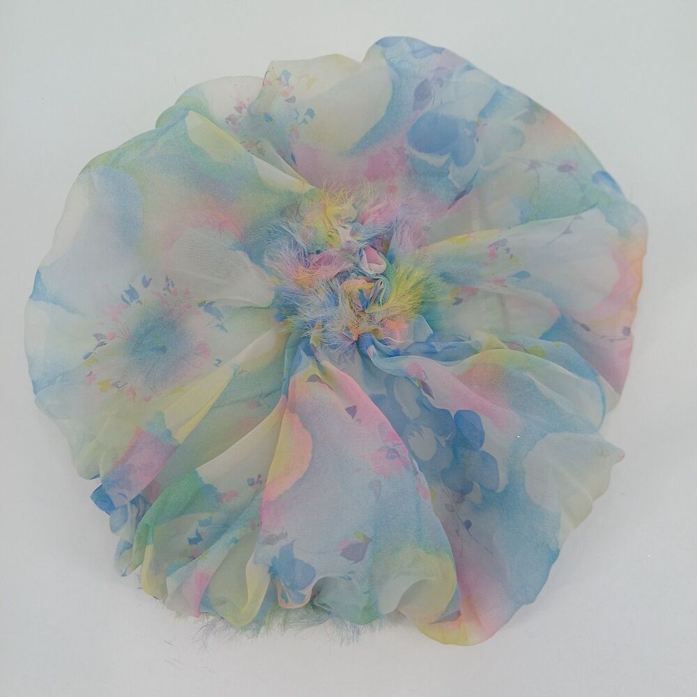 vintage womens multi colored hair bonnet handmade hair accessories blue pink